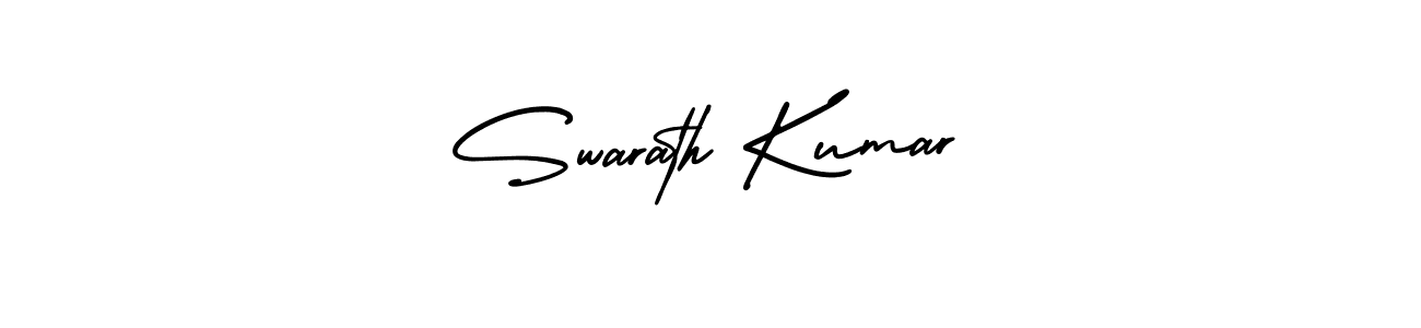 The best way (AmerikaSignatureDemo-Regular) to make a short signature is to pick only two or three words in your name. The name Swarath Kumar include a total of six letters. For converting this name. Swarath Kumar signature style 3 images and pictures png