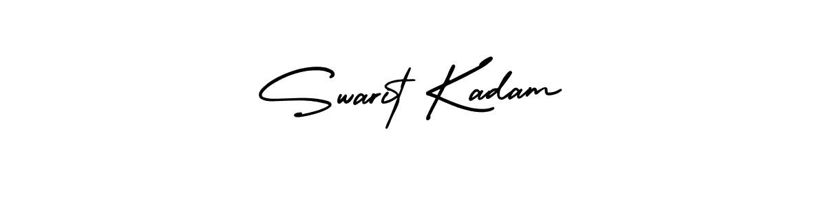 The best way (AmerikaSignatureDemo-Regular) to make a short signature is to pick only two or three words in your name. The name Swarit Kadam include a total of six letters. For converting this name. Swarit Kadam signature style 3 images and pictures png