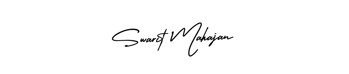 How to Draw Swarit Mahajan signature style? AmerikaSignatureDemo-Regular is a latest design signature styles for name Swarit Mahajan. Swarit Mahajan signature style 3 images and pictures png