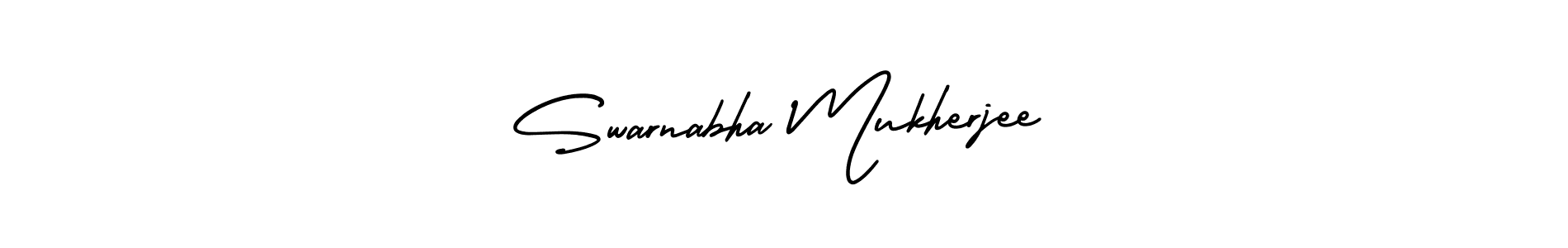 The best way (AmerikaSignatureDemo-Regular) to make a short signature is to pick only two or three words in your name. The name Swarnabha Mukherjee include a total of six letters. For converting this name. Swarnabha Mukherjee signature style 3 images and pictures png