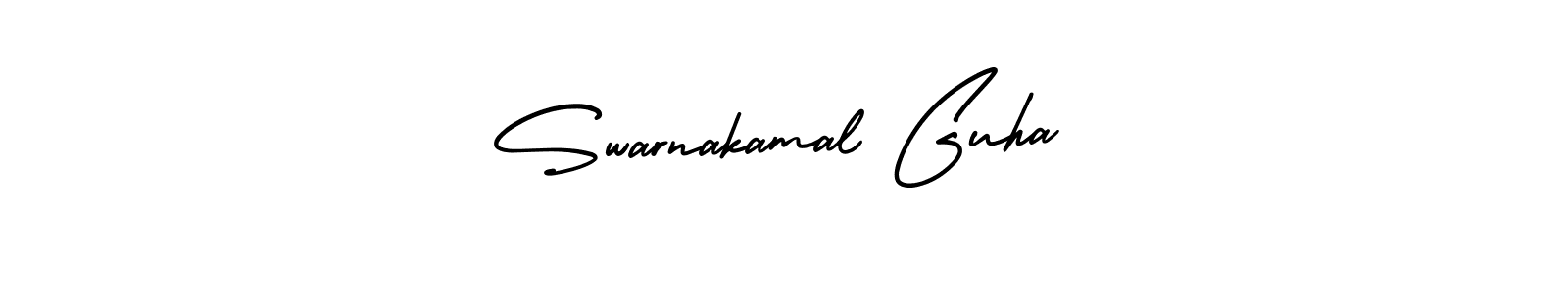 The best way (AmerikaSignatureDemo-Regular) to make a short signature is to pick only two or three words in your name. The name Swarnakamal Guha include a total of six letters. For converting this name. Swarnakamal Guha signature style 3 images and pictures png