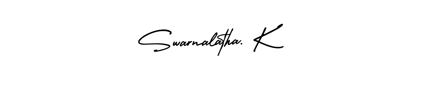The best way (AmerikaSignatureDemo-Regular) to make a short signature is to pick only two or three words in your name. The name Swarnalatha. K include a total of six letters. For converting this name. Swarnalatha. K signature style 3 images and pictures png