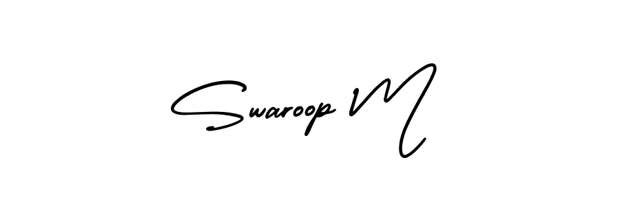 How to make Swaroop M name signature. Use AmerikaSignatureDemo-Regular style for creating short signs online. This is the latest handwritten sign. Swaroop M signature style 3 images and pictures png