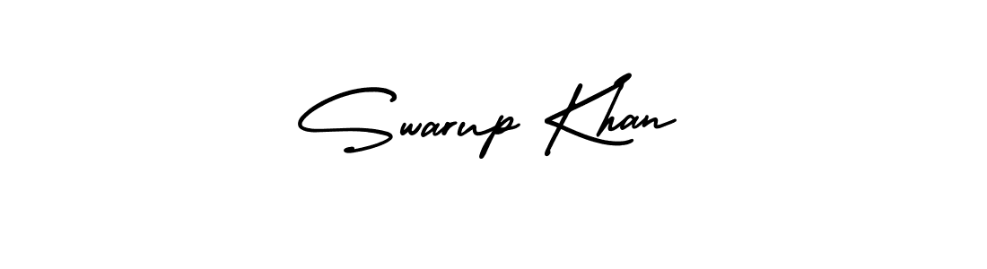 You should practise on your own different ways (AmerikaSignatureDemo-Regular) to write your name (Swarup Khan) in signature. don't let someone else do it for you. Swarup Khan signature style 3 images and pictures png