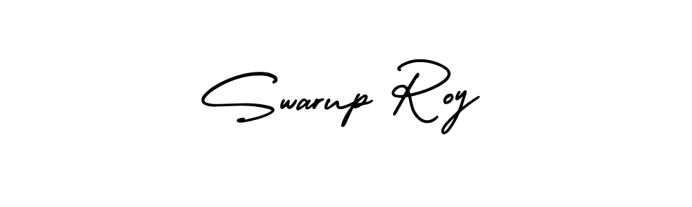 You should practise on your own different ways (AmerikaSignatureDemo-Regular) to write your name (Swarup Roy) in signature. don't let someone else do it for you. Swarup Roy signature style 3 images and pictures png