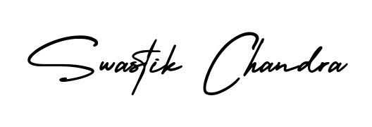 The AmerikaSignatureDemo-Regular handwriting style adds charm and authenticity to name Swastik Chandra. A wonderful choice for personal thank-you notes. Swastik Chandra signature style 3 images and pictures png