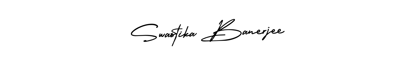 The best way (AmerikaSignatureDemo-Regular) to make a short signature is to pick only two or three words in your name. The name Swastika Banerjee include a total of six letters. For converting this name. Swastika Banerjee signature style 3 images and pictures png