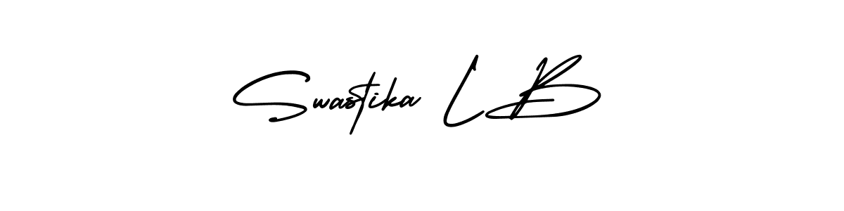 AmerikaSignatureDemo-Regular is a professional signature style that is perfect for those who want to add a touch of class to their signature. It is also a great choice for those who want to make their signature more unique. Get Swastika L B name to fancy signature for free. Swastika L B signature style 3 images and pictures png