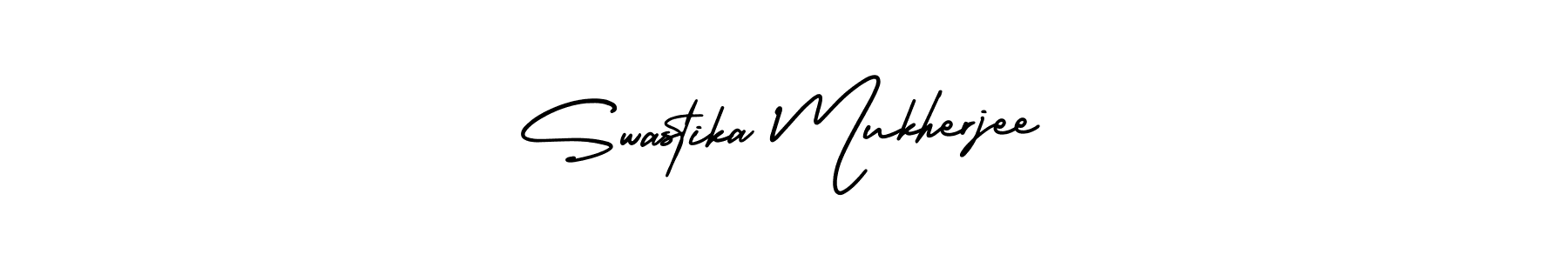 You should practise on your own different ways (AmerikaSignatureDemo-Regular) to write your name (Swastika Mukherjee) in signature. don't let someone else do it for you. Swastika Mukherjee signature style 3 images and pictures png