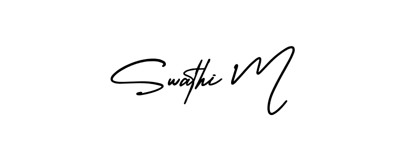 It looks lik you need a new signature style for name Swathi M. Design unique handwritten (AmerikaSignatureDemo-Regular) signature with our free signature maker in just a few clicks. Swathi M signature style 3 images and pictures png