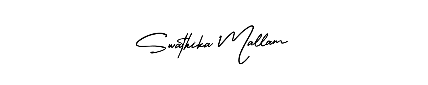 if you are searching for the best signature style for your name Swathika Mallam. so please give up your signature search. here we have designed multiple signature styles  using AmerikaSignatureDemo-Regular. Swathika Mallam signature style 3 images and pictures png