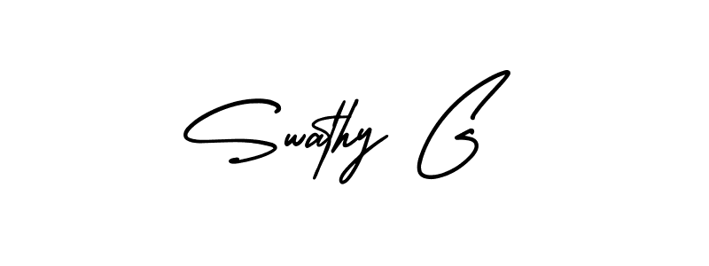 You should practise on your own different ways (AmerikaSignatureDemo-Regular) to write your name (Swathy G) in signature. don't let someone else do it for you. Swathy G signature style 3 images and pictures png