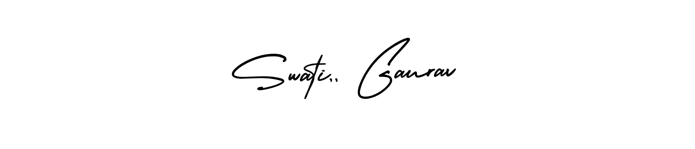 How to make Swati,, Gaurav name signature. Use AmerikaSignatureDemo-Regular style for creating short signs online. This is the latest handwritten sign. Swati,, Gaurav signature style 3 images and pictures png