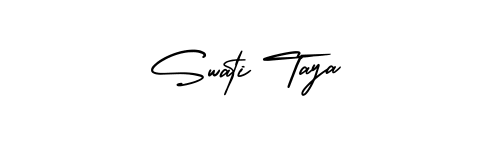 AmerikaSignatureDemo-Regular is a professional signature style that is perfect for those who want to add a touch of class to their signature. It is also a great choice for those who want to make their signature more unique. Get Swati Taya name to fancy signature for free. Swati Taya signature style 3 images and pictures png