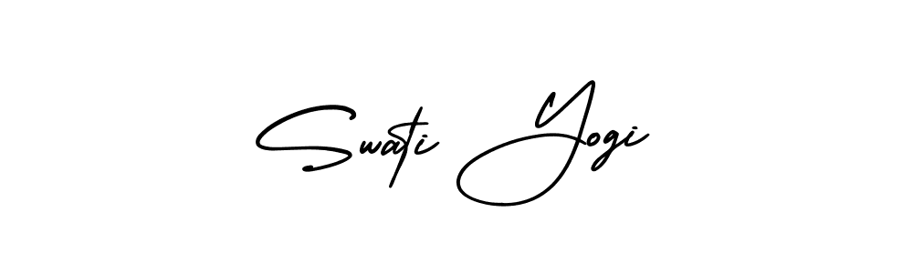 You should practise on your own different ways (AmerikaSignatureDemo-Regular) to write your name (Swati Yogi) in signature. don't let someone else do it for you. Swati Yogi signature style 3 images and pictures png