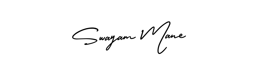 if you are searching for the best signature style for your name Swayam Mane. so please give up your signature search. here we have designed multiple signature styles  using AmerikaSignatureDemo-Regular. Swayam Mane signature style 3 images and pictures png