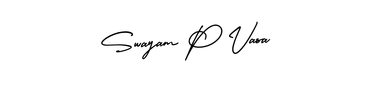 It looks lik you need a new signature style for name Swayam P Vasa. Design unique handwritten (AmerikaSignatureDemo-Regular) signature with our free signature maker in just a few clicks. Swayam P Vasa signature style 3 images and pictures png