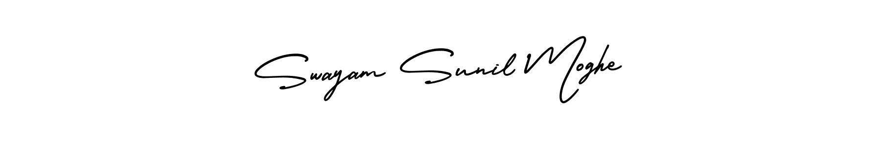 This is the best signature style for the Swayam Sunil Moghe name. Also you like these signature font (AmerikaSignatureDemo-Regular). Mix name signature. Swayam Sunil Moghe signature style 3 images and pictures png