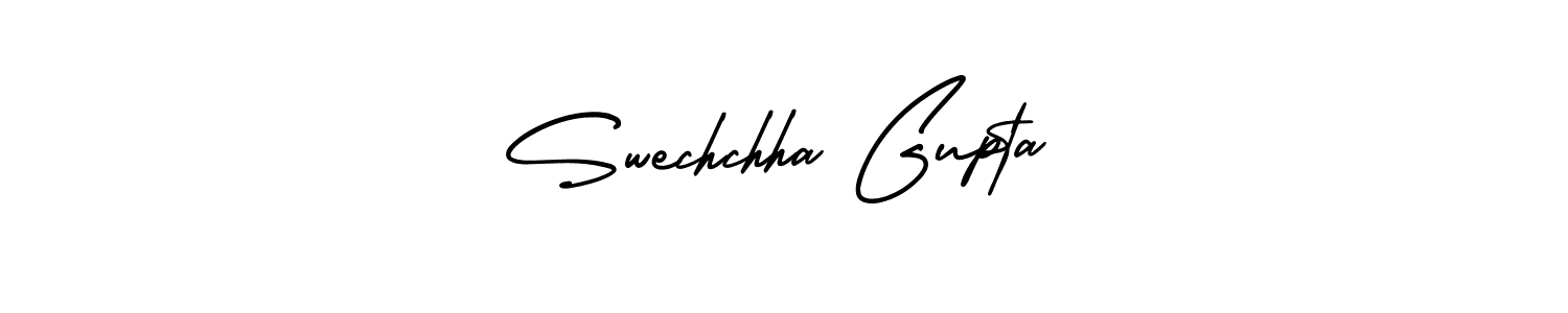 You should practise on your own different ways (AmerikaSignatureDemo-Regular) to write your name (Swechchha Gupta) in signature. don't let someone else do it for you. Swechchha Gupta signature style 3 images and pictures png
