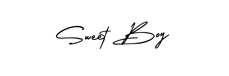 The best way (AmerikaSignatureDemo-Regular) to make a short signature is to pick only two or three words in your name. The name Sweet Boy include a total of six letters. For converting this name. Sweet Boy signature style 3 images and pictures png