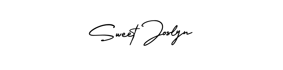 You should practise on your own different ways (AmerikaSignatureDemo-Regular) to write your name (Sweet Joslyn) in signature. don't let someone else do it for you. Sweet Joslyn signature style 3 images and pictures png