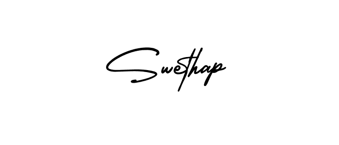 How to make Swethap name signature. Use AmerikaSignatureDemo-Regular style for creating short signs online. This is the latest handwritten sign. Swethap signature style 3 images and pictures png