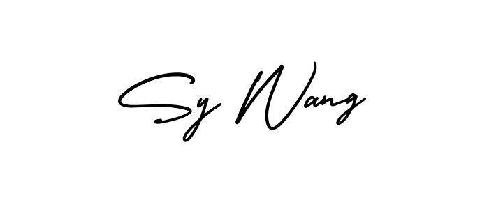How to make Sy Wang name signature. Use AmerikaSignatureDemo-Regular style for creating short signs online. This is the latest handwritten sign. Sy Wang signature style 3 images and pictures png