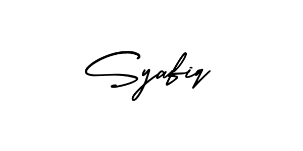 You should practise on your own different ways (AmerikaSignatureDemo-Regular) to write your name (Syafiq) in signature. don't let someone else do it for you. Syafiq signature style 3 images and pictures png