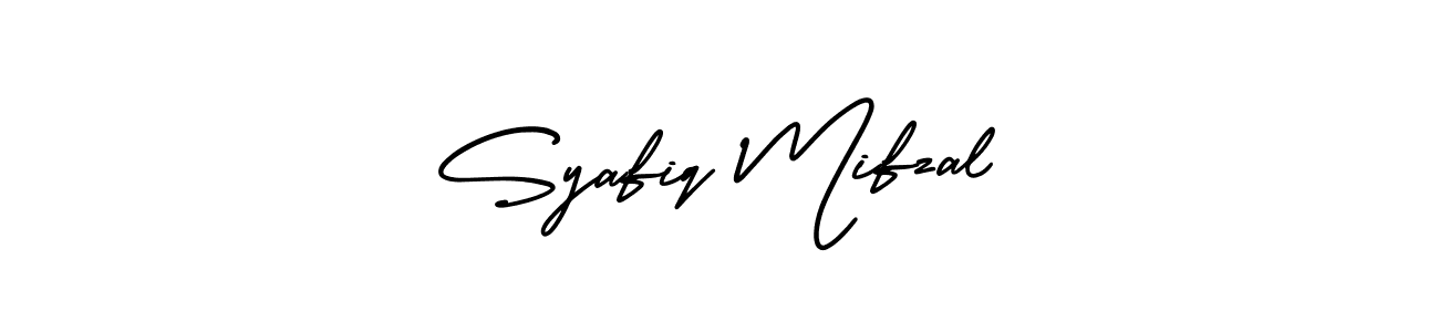 How to make Syafiq Mifzal name signature. Use AmerikaSignatureDemo-Regular style for creating short signs online. This is the latest handwritten sign. Syafiq Mifzal signature style 3 images and pictures png