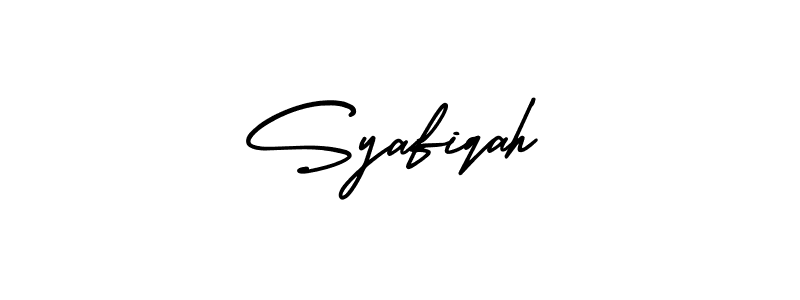 Use a signature maker to create a handwritten signature online. With this signature software, you can design (AmerikaSignatureDemo-Regular) your own signature for name Syafiqah. Syafiqah signature style 3 images and pictures png