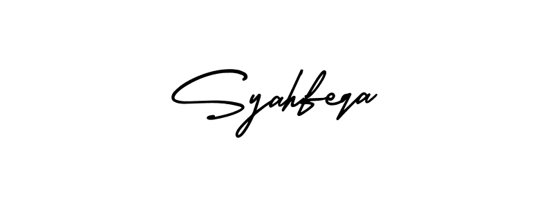 How to make Syahfeqa name signature. Use AmerikaSignatureDemo-Regular style for creating short signs online. This is the latest handwritten sign. Syahfeqa signature style 3 images and pictures png