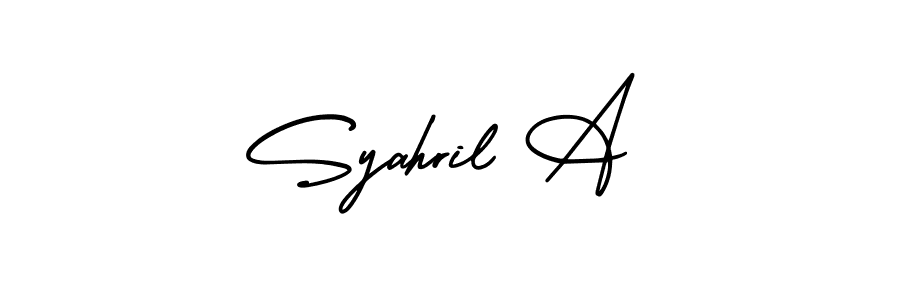 Design your own signature with our free online signature maker. With this signature software, you can create a handwritten (AmerikaSignatureDemo-Regular) signature for name Syahril A. Syahril A signature style 3 images and pictures png