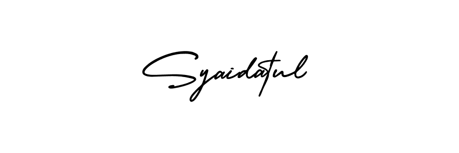 You should practise on your own different ways (AmerikaSignatureDemo-Regular) to write your name (Syaidatul) in signature. don't let someone else do it for you. Syaidatul signature style 3 images and pictures png