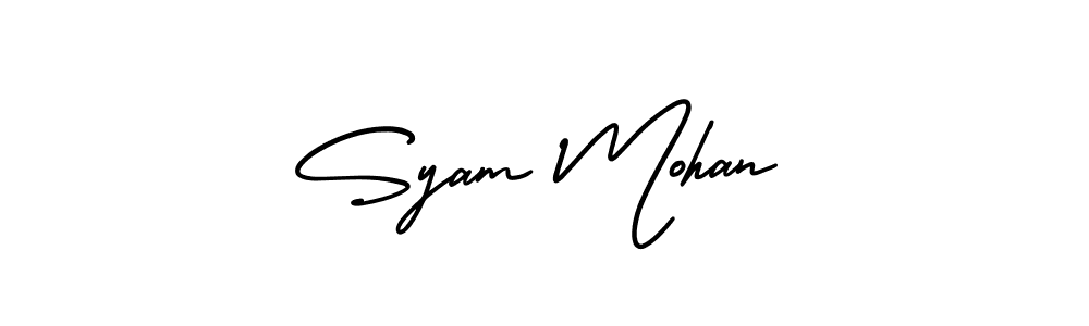 This is the best signature style for the Syam Mohan name. Also you like these signature font (AmerikaSignatureDemo-Regular). Mix name signature. Syam Mohan signature style 3 images and pictures png