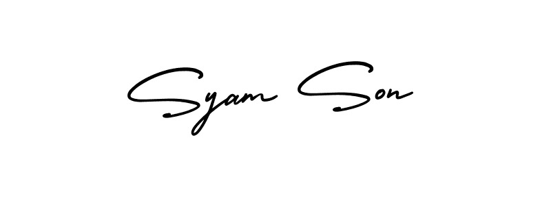 How to make Syam Son name signature. Use AmerikaSignatureDemo-Regular style for creating short signs online. This is the latest handwritten sign. Syam Son signature style 3 images and pictures png