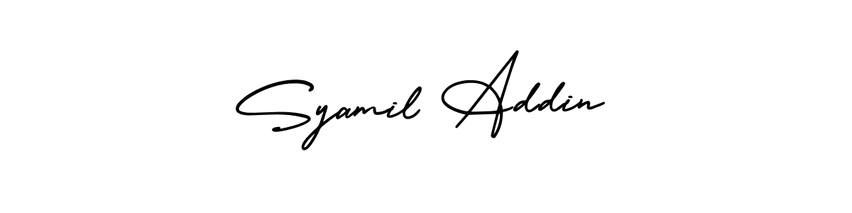 How to make Syamil Addin name signature. Use AmerikaSignatureDemo-Regular style for creating short signs online. This is the latest handwritten sign. Syamil Addin signature style 3 images and pictures png