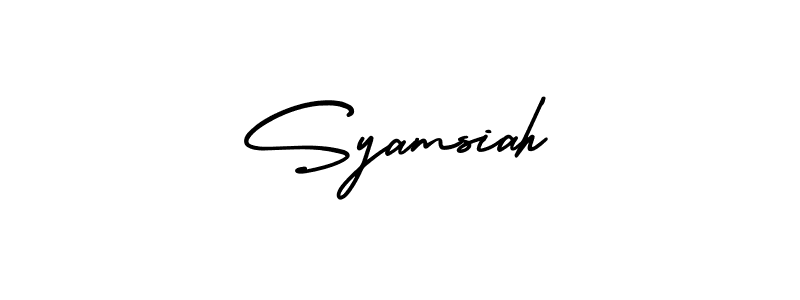 How to make Syamsiah signature? AmerikaSignatureDemo-Regular is a professional autograph style. Create handwritten signature for Syamsiah name. Syamsiah signature style 3 images and pictures png