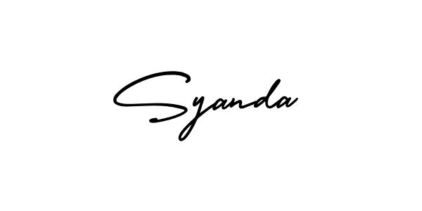 How to make Syanda name signature. Use AmerikaSignatureDemo-Regular style for creating short signs online. This is the latest handwritten sign. Syanda signature style 3 images and pictures png