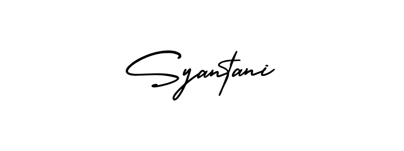 The best way (AmerikaSignatureDemo-Regular) to make a short signature is to pick only two or three words in your name. The name Syantani include a total of six letters. For converting this name. Syantani signature style 3 images and pictures png