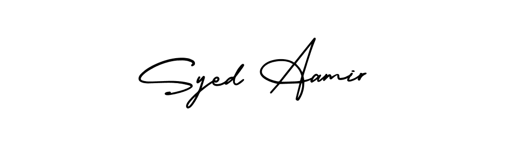 The best way (AmerikaSignatureDemo-Regular) to make a short signature is to pick only two or three words in your name. The name Syed Aamir include a total of six letters. For converting this name. Syed Aamir signature style 3 images and pictures png