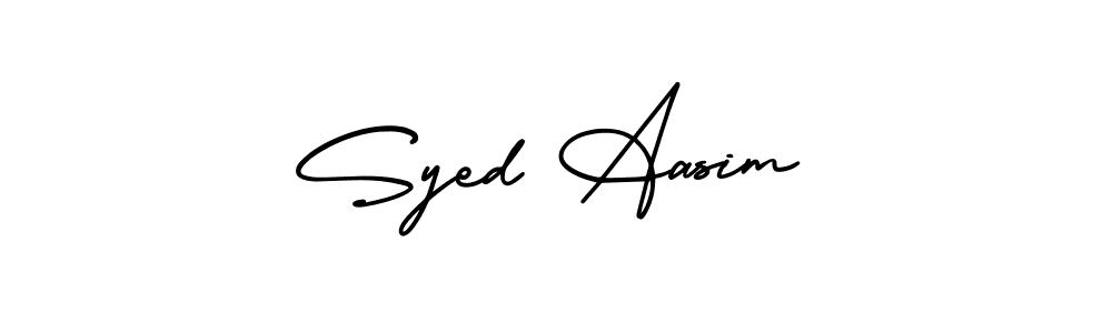 You should practise on your own different ways (AmerikaSignatureDemo-Regular) to write your name (Syed Aasim) in signature. don't let someone else do it for you. Syed Aasim signature style 3 images and pictures png