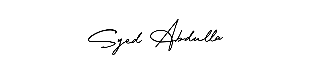 The best way (AmerikaSignatureDemo-Regular) to make a short signature is to pick only two or three words in your name. The name Syed Abdulla include a total of six letters. For converting this name. Syed Abdulla signature style 3 images and pictures png