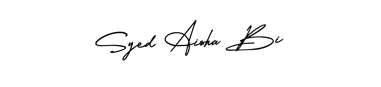 The best way (AmerikaSignatureDemo-Regular) to make a short signature is to pick only two or three words in your name. The name Syed Aisha Bi include a total of six letters. For converting this name. Syed Aisha Bi signature style 3 images and pictures png