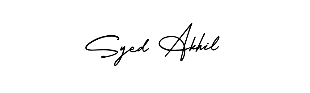 You should practise on your own different ways (AmerikaSignatureDemo-Regular) to write your name (Syed Akhil) in signature. don't let someone else do it for you. Syed Akhil signature style 3 images and pictures png
