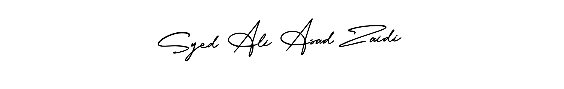 You should practise on your own different ways (AmerikaSignatureDemo-Regular) to write your name (Syed Ali Asad Zaidi) in signature. don't let someone else do it for you. Syed Ali Asad Zaidi signature style 3 images and pictures png