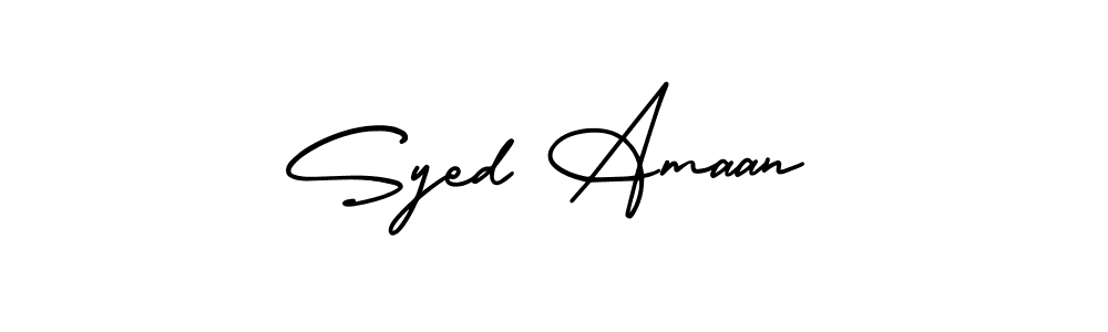 You should practise on your own different ways (AmerikaSignatureDemo-Regular) to write your name (Syed Amaan) in signature. don't let someone else do it for you. Syed Amaan signature style 3 images and pictures png