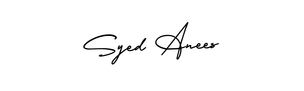 The best way (AmerikaSignatureDemo-Regular) to make a short signature is to pick only two or three words in your name. The name Syed Anees include a total of six letters. For converting this name. Syed Anees signature style 3 images and pictures png