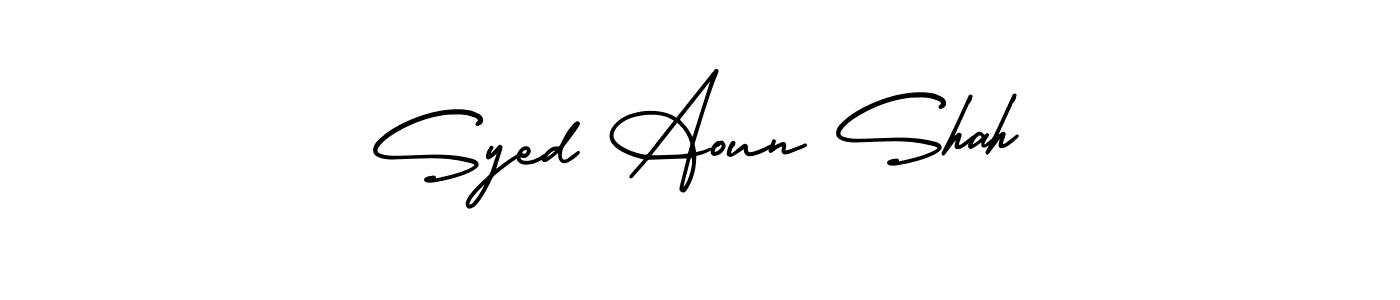 AmerikaSignatureDemo-Regular is a professional signature style that is perfect for those who want to add a touch of class to their signature. It is also a great choice for those who want to make their signature more unique. Get Syed Aoun Shah name to fancy signature for free. Syed Aoun Shah signature style 3 images and pictures png