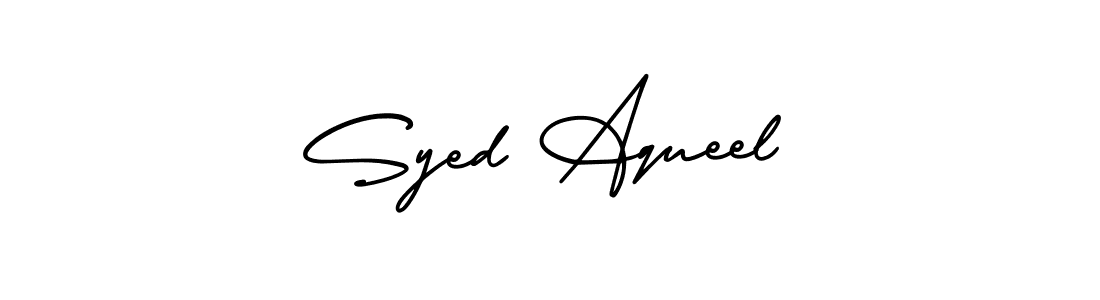 Make a short Syed Aqueel signature style. Manage your documents anywhere anytime using AmerikaSignatureDemo-Regular. Create and add eSignatures, submit forms, share and send files easily. Syed Aqueel signature style 3 images and pictures png