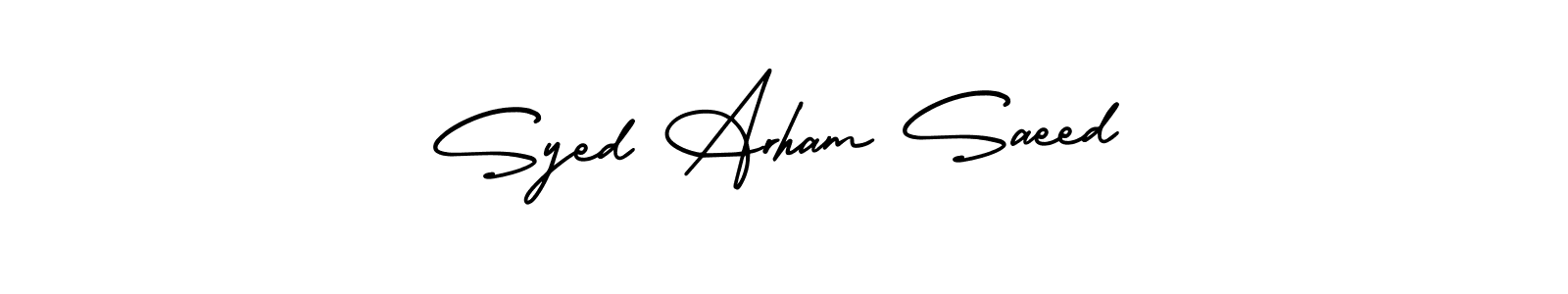 Make a short Syed Arham Saeed signature style. Manage your documents anywhere anytime using AmerikaSignatureDemo-Regular. Create and add eSignatures, submit forms, share and send files easily. Syed Arham Saeed signature style 3 images and pictures png